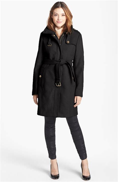 michael michael kors wool blend layered military coat|Michael Kors ladies padded coats.